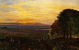 Famous Sunset Paintings - Sunset from Chilworth Common Hampshire